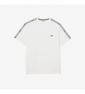 Lacoste T-shirt de coupe rgulire avec rayure et logo blancs