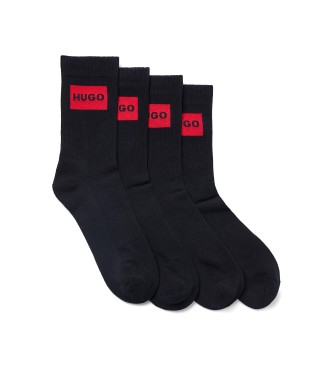 HUGO Pack 2 Paar Logo Rib Socken schwarz