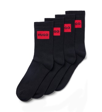 HUGO Pack 2 Paar Logo Rib Socken schwarz