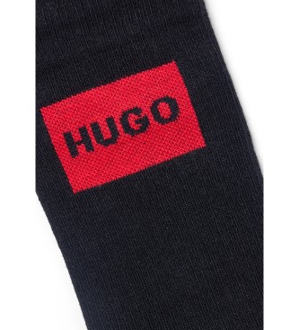 HUGO Confezione da 2 paia di calzini neri a coste con logo