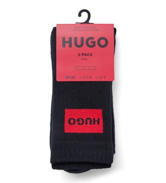 HUGO Pack of 2 pairs of Logo Rib Socks black
