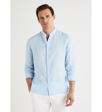 Hackett London Camisa de roupa de linho tingida Ps azul