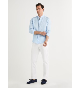 Hackett London Camisa Garment Dyed Linen Ps azul