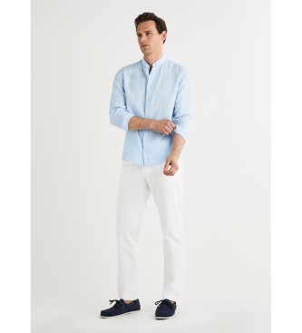 Hackett London Chemise bleue Ps en lin teinte dans la masse