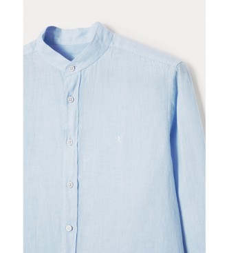 Hackett London Garment Dyed Linnen Ps Shirt blauw