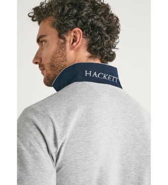 Hackett London Polo Slim Fit Logo Ls grijs