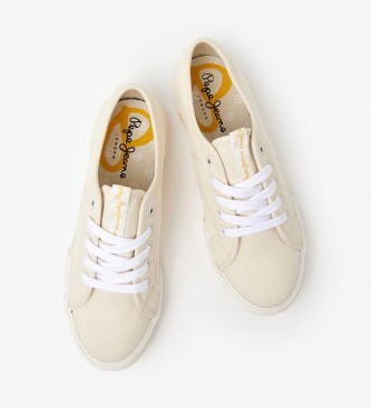 Pepe Jeans Sneakers beige in tela con logo Brady