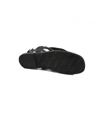 Pepe Jeans Irma Etnične usnjene sandale črne barve