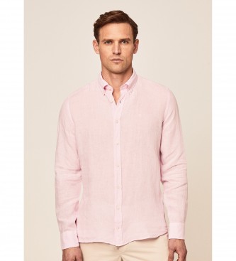 Hackett London Linen Fit Slim Shirt rosa