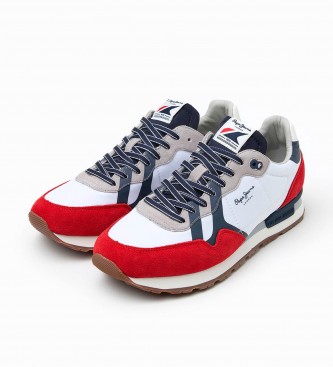 Pepe Jeans Brit Combined Leren Sneakers rood