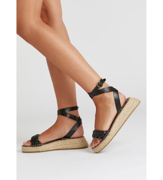 Pepe Jeans Kate Braided leather sandals black - ESD Store fashion, footwear  and accessories - best brands shoes and designer shoes