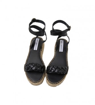 Pepe Jeans Kate Plecione skórzane sandały czarny