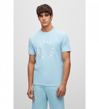 BOSS T-shirt circulaire avec logo bleu clair