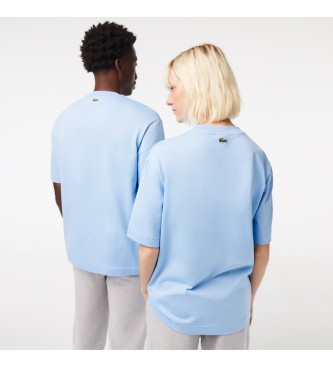 Lacoste T-shirt blu in cotone dal taglio ampio