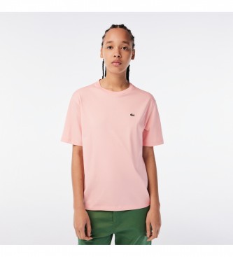 Lacoste Bomulds-T-shirt med rund hals i pink