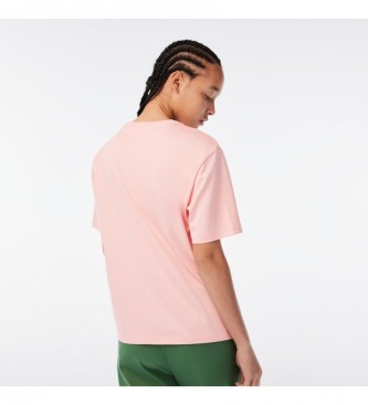 Lacoste Bomulds-T-shirt med rund hals i pink