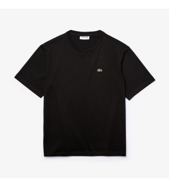 Lacoste T-shirt preta do pescoo da tripulao