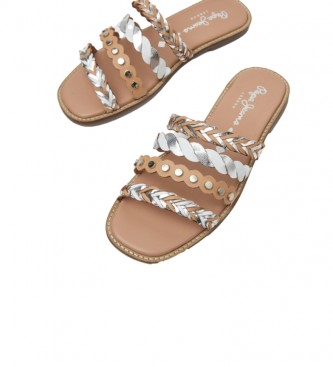 Pepe Jeans Sandalias de Piel Irma Multistraps marrn