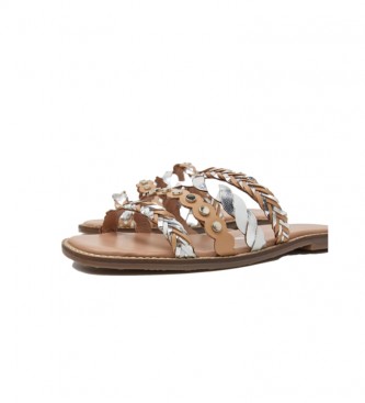 Pepe Jeans Sandalias de Piel Irma Multistraps marrn