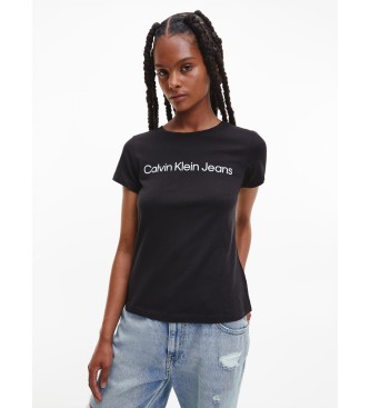 Calvin Klein Jeans Slim T-shirt med logo i kologisk bomuld sort