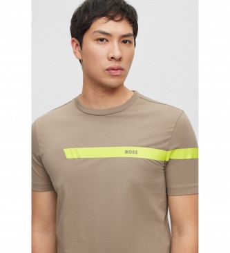 BOSS Braunes T-Shirt mit Streifen und Logo