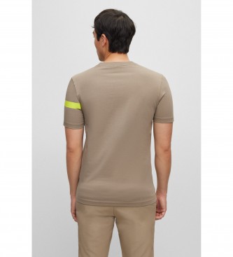 BOSS Brun T-shirt med striber og logo