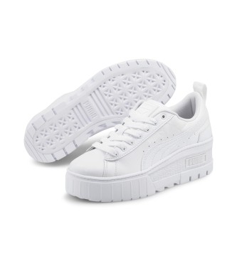 Puma Mayze Wedge Leather Sneakers white
