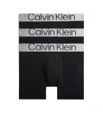 Calvin Klein Pack Of 3 Boxer Shorts - Steel Cotton black