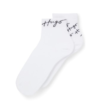 HUGO Pakke med 2 par hvide kalligraferede sokker