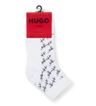 HUGO Pack 2 Paar weie Socken mit Kalligraphie