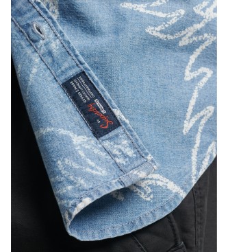 Superdry Camisa de manga corta con logotipo Vintage Logo Loom azul