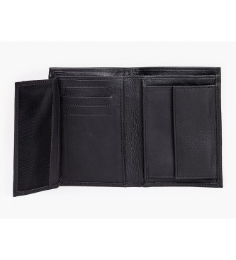 Levi's Vintage Leder Brieftasche Zwei Pferd Vertikale Mnze Schwarz 