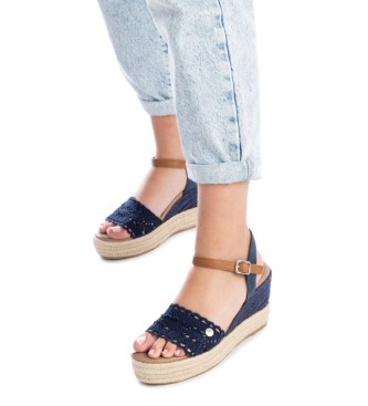 Refresh Navy casual sandals -Height 9cm wedge