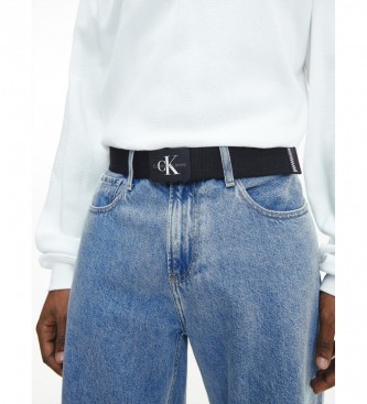 Calvin Klein Cintura in tela nera con monogramma