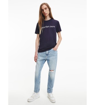 Calvin Klein Jeans T-shirt slim in cotone biologico Logo blu navy