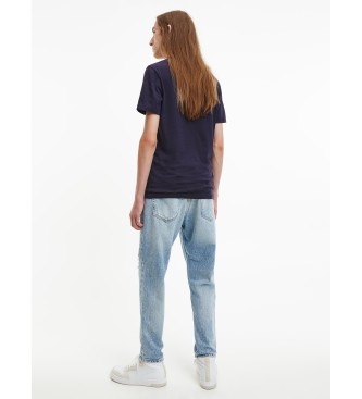 Calvin Klein Jeans T-Shirt Algodo Orgnico Slim Logo Marinha