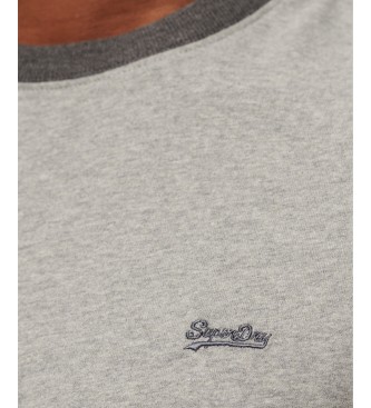 Superdry T-shirt de algod?o org?nico com log?tipo Essential Ringer cinzento