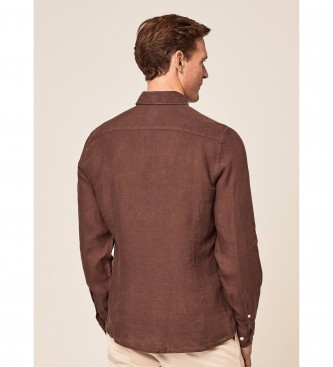 Hackett London Linen Fit Slim Fit Shirt brown