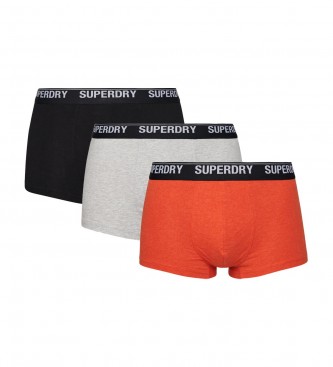 Superdry Pack de 3 calzoncillos de algodón orgánico gris, naranja, negro