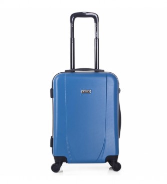 ITACA Caixa dura de viagem curta Cabine de 4 rodas 71150 azul, antracite -55x38x20cm
