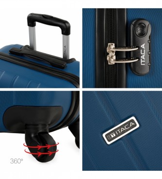 ITACA Jeu de valises rigides  4 roues 55/64/73 cm bleu