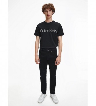 Calvin Klein T-shirt med logo foran i bomuld sort