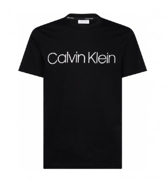 Calvin Klein T-shirt nera in cotone con logo frontale