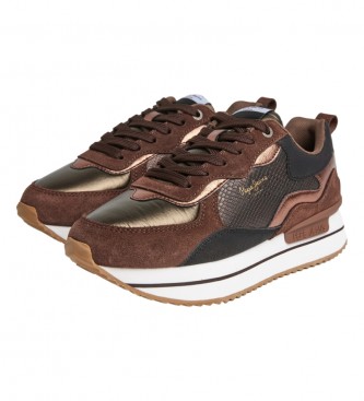 Pepe Jeans Rusper Nas brown leather trainers