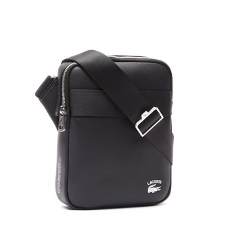 Lacoste Contrast Logo Leather Shoulder Bag Black