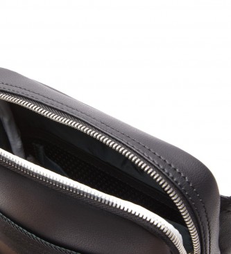 Lacoste Contrast Logo Leather Shoulder Bag Black