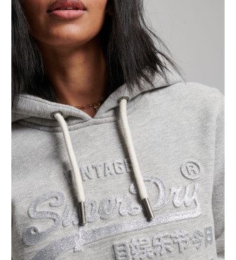 Superdry Sweatshirt med htte og grt prget grafisk logo