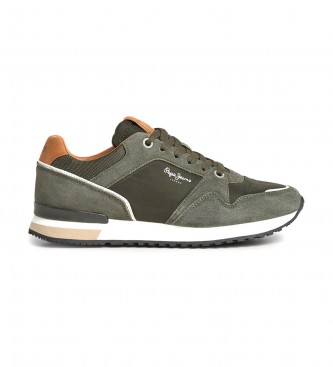 Pepe Jeans London Road Leather Sneakers green