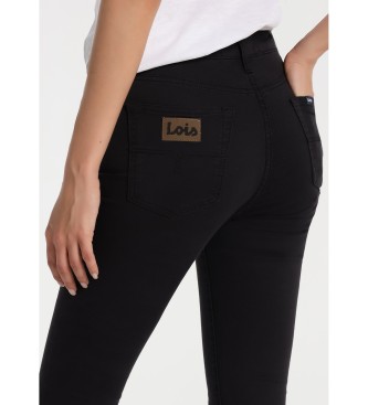Lois Jeans Kolorowe spodnie z wysokim stanem Skinny Fit czarne