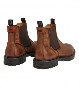 Pepe Jeans Botines de Piel Logan Chelsea marrn